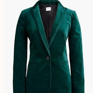 J. Crew Women's Emerald Green Velvet Blazer